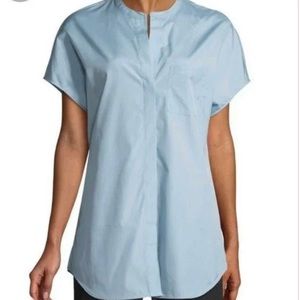 Vince Blue Popover Short Sleeve Tunic Top